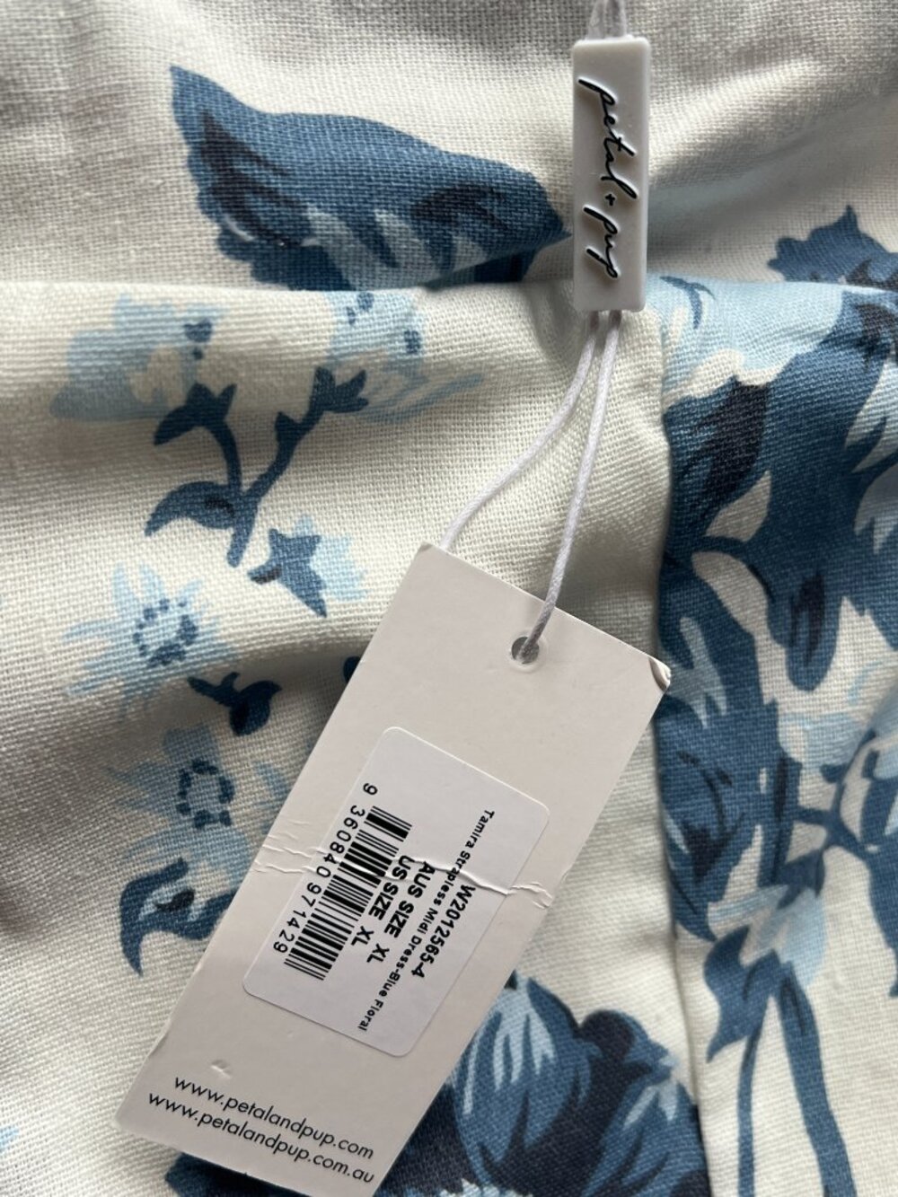 Petal and Pup Tamara Strapless Midi Dress - White Blue - Size XL - Picture 9 of 11